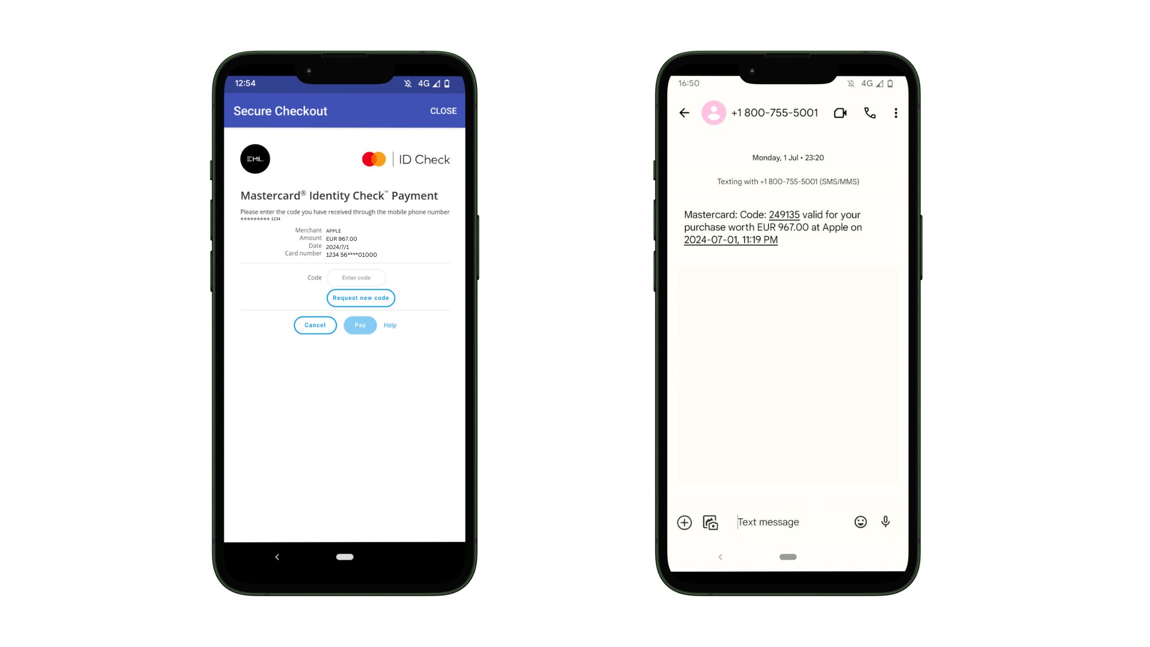 An image of an example of what a SWIRL Mastercard 3D Secure Authentication looks like when you are redirected to the Identity check page